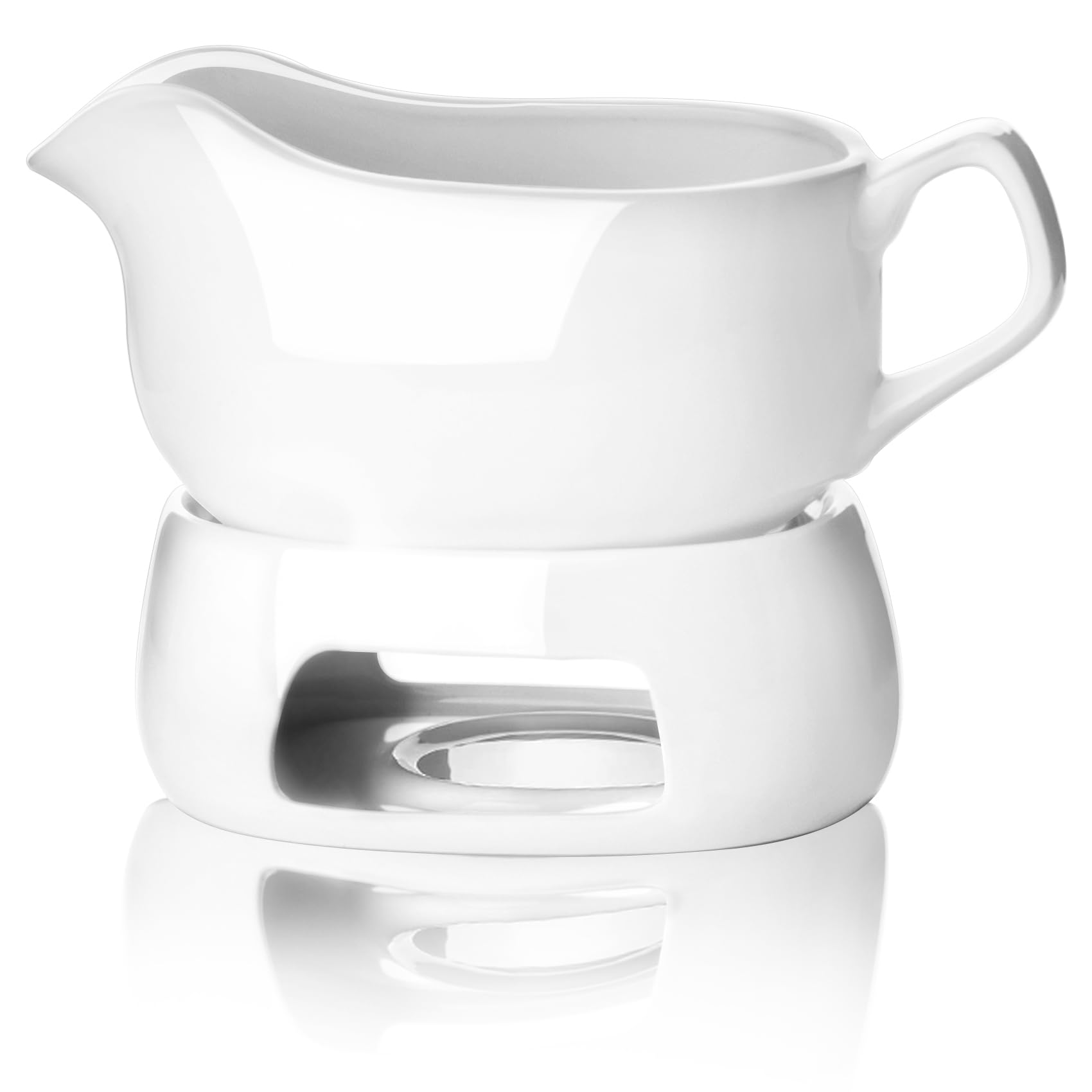 Amazon.com | Nucookery Large 18 Oz Gravy Boat with Warmer, White